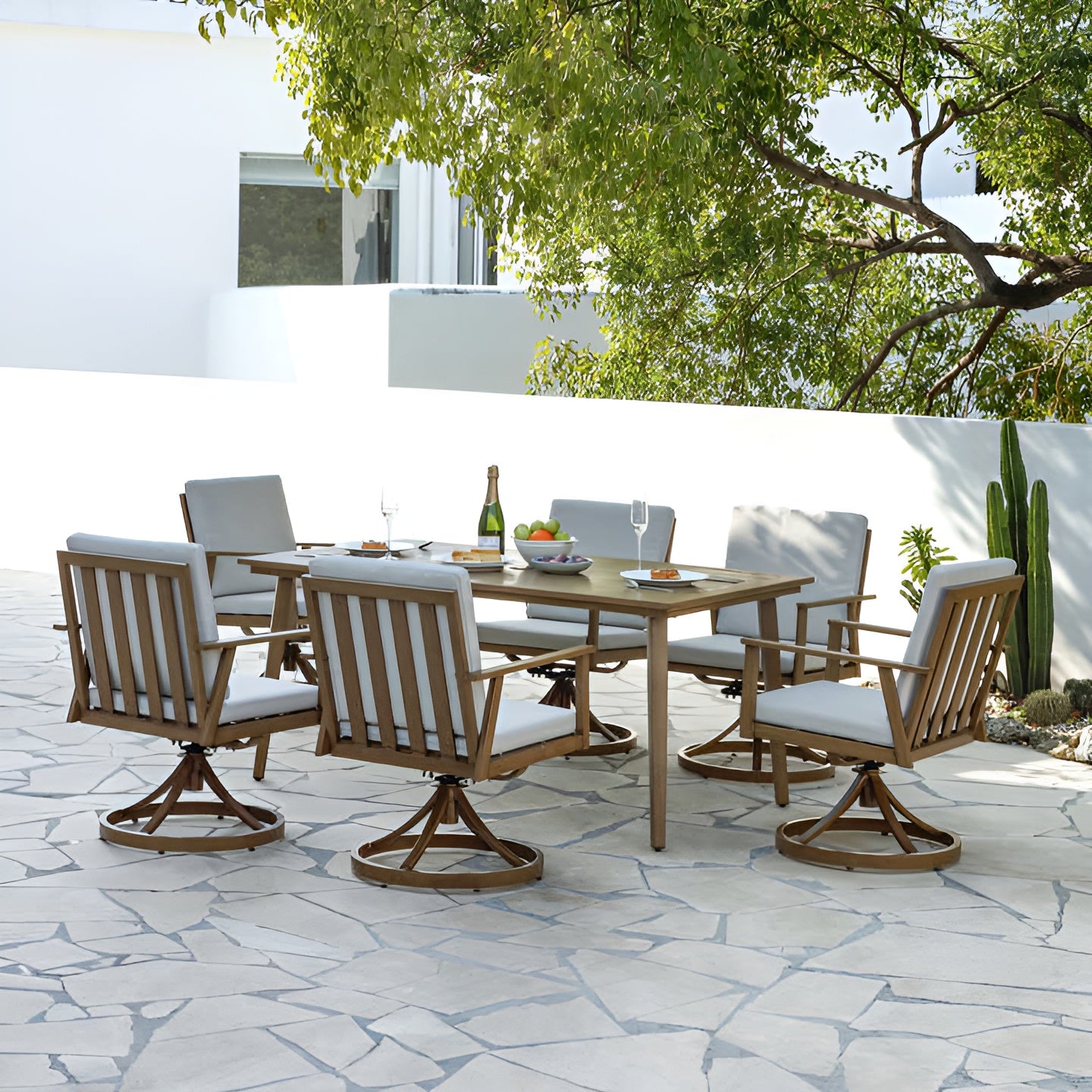 Hand-Painted 7-Piece Patio Aluminium Outdoor Dining Set