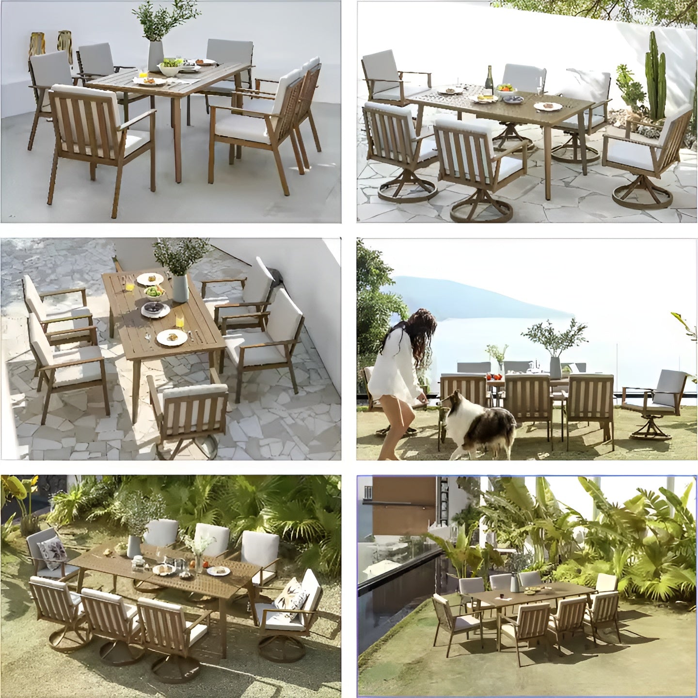 Hand-Painted 7-Piece Patio Aluminium Outdoor Dining Set