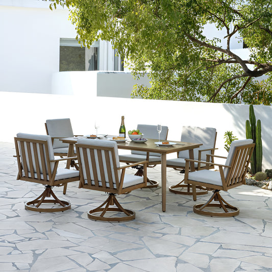Hand-Painted 7-Piece Patio Aluminium Outdoor Dining Set